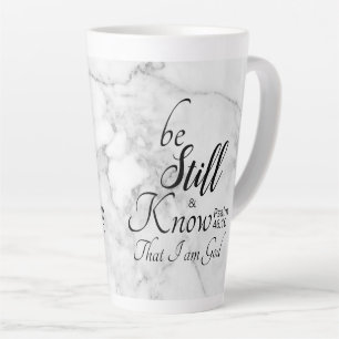 Be Still and Know Bible Verse 46:10 Black Marble Latte Mug