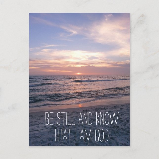 Be Still and Know Bible Verse Sunset Postcard (Front)