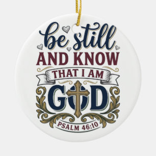 Be Still And Know Christian Psalm 460 Shirt Ceramic Tree Decoration