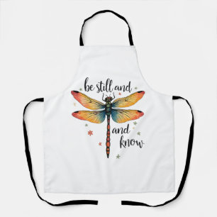 Be still and know Floral Dragonfly Christian Summe Apron