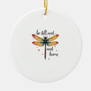 Be still and know Floral Dragonfly Christian Summe Ceramic Tree Decoration