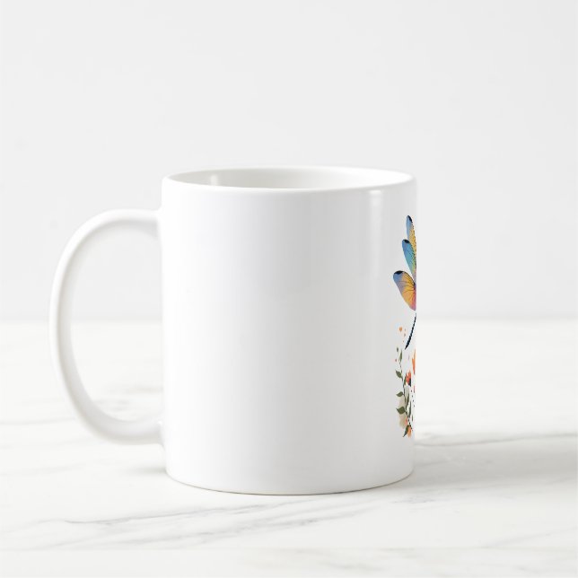 Be still and know Floral Dragonfly Christian Summe Coffee Mug (Left)