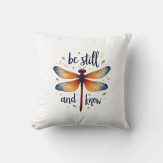 Be still and know Floral Dragonfly Christian Summe Cushion