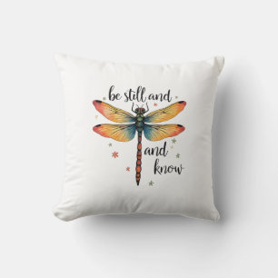 Be still and know Floral Dragonfly Christian Summe Cushion