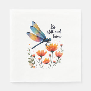 Be still and know Floral Dragonfly Christian Summe Napkin