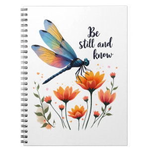 Be still and know Floral Dragonfly Christian Summe Notebook