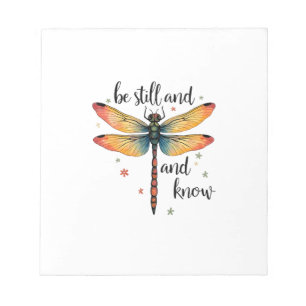 Be still and know Floral Dragonfly Christian Summe Notepad