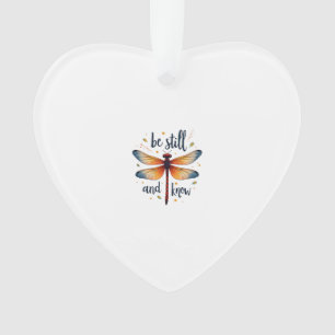 Be still and know Floral Dragonfly Christian Summe Ornament