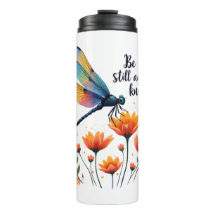 Be still and know Floral Dragonfly Christian Summe Thermal Tumbler