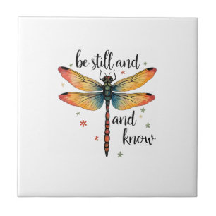 Be still and know Floral Dragonfly Christian Summe Tile
