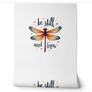Be still and know Floral Dragonfly Christian Summe Wallpaper