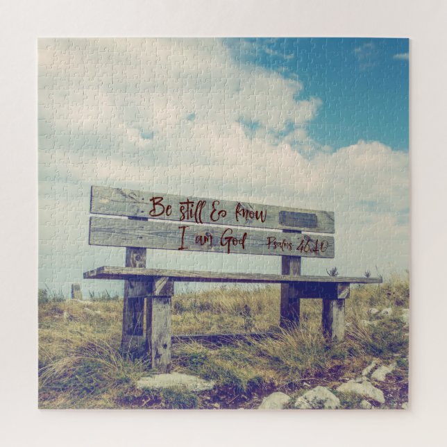 Be still and know I am God Bible Verse Bench  Jigsaw Puzzle (Vertical)
