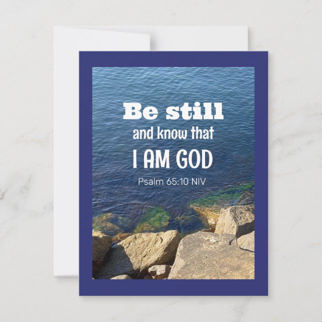 Be Still and Know I Am God Calm Blue Ocean Photo Holiday Card (Front)