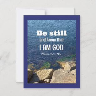 Be Still and Know I Am God Calm Blue Ocean Photo Holiday Card
