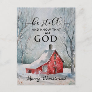 Be Still and Know I Am GOD Christmas Snow  Postcard