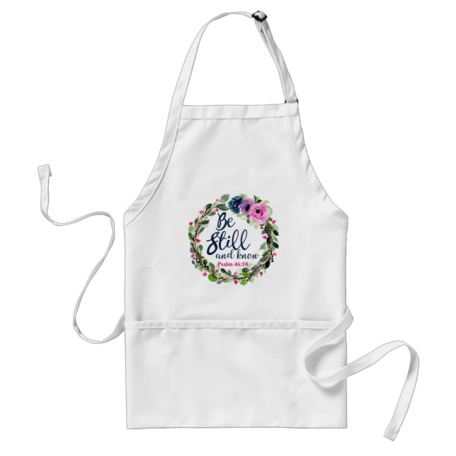 Be Still And Know Pink Floral Bible Verse Standard Apron (Front)