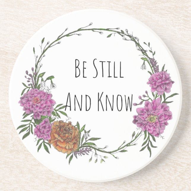 Be Still and Know Sandstone Coaster (Front)