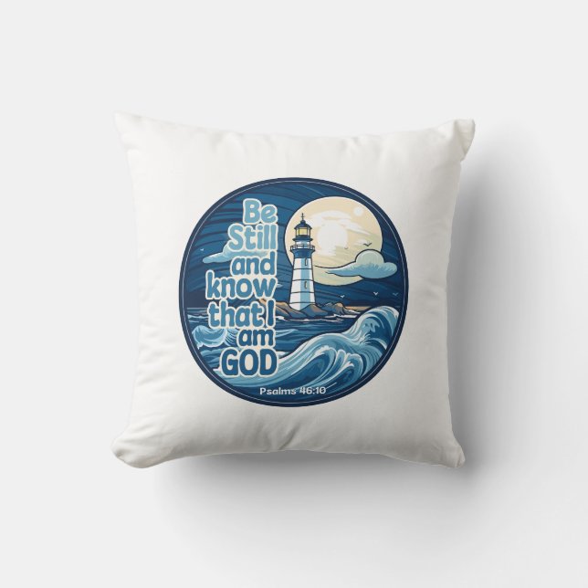 Be still and know that I am God Bible Verse Cushion (Front)