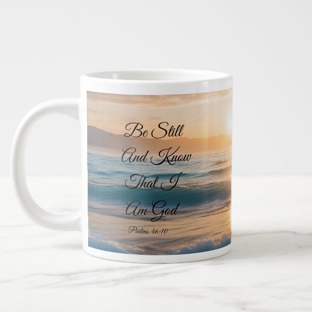 "Be Still And Know That I Am God" Large Coffee Mug (Left)