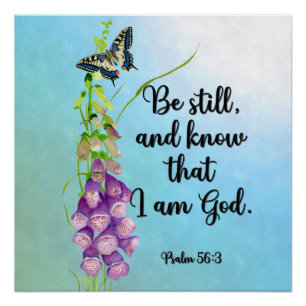 Be still, and know that I am God.  Psalm 56:3 Poster