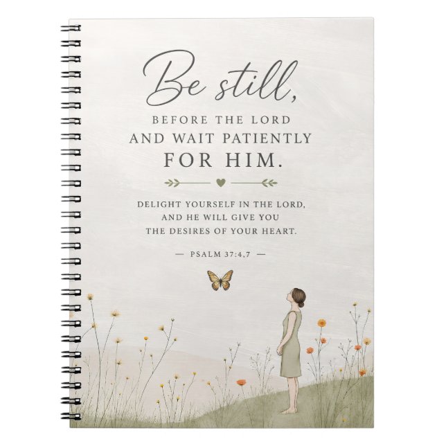 Be Still and Wait Patiently Psalm 37 Christian  Notebook (Front)