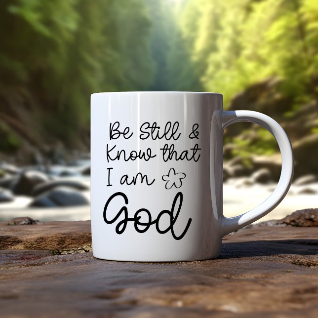 Be Still Christian Bible Verse Coffee Mug (Be still and know that I am God)
