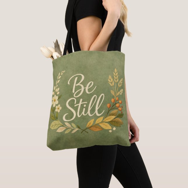 Be Still - Floral Tote Bag (Close Up)