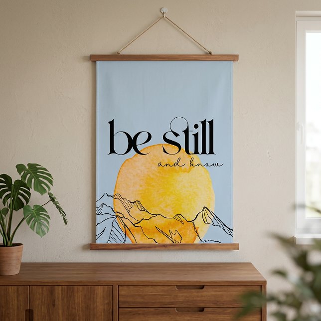 Be still & Know Inspirational Light Blue Tapestry (Creator Uploaded)