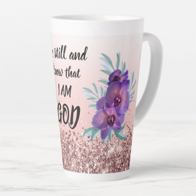 Be Still & Know That I Am God - Floral Latte Mug (Right Angle)