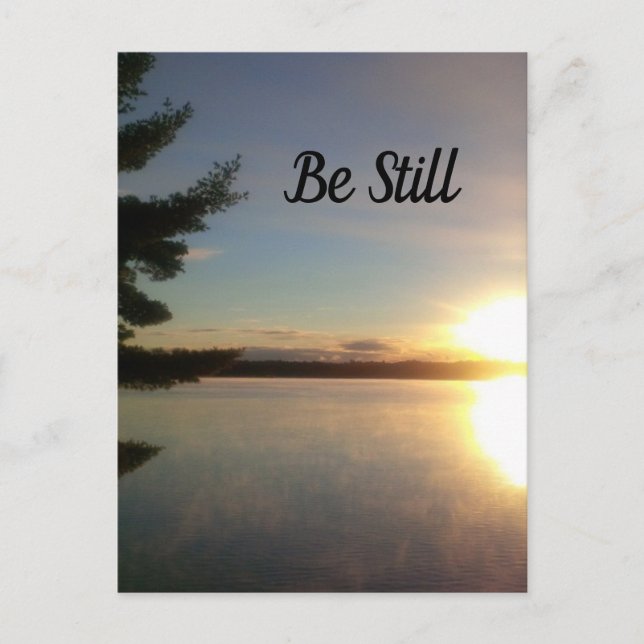 Be Still Peaceful Quote Sunset Lake Postcard (Front)