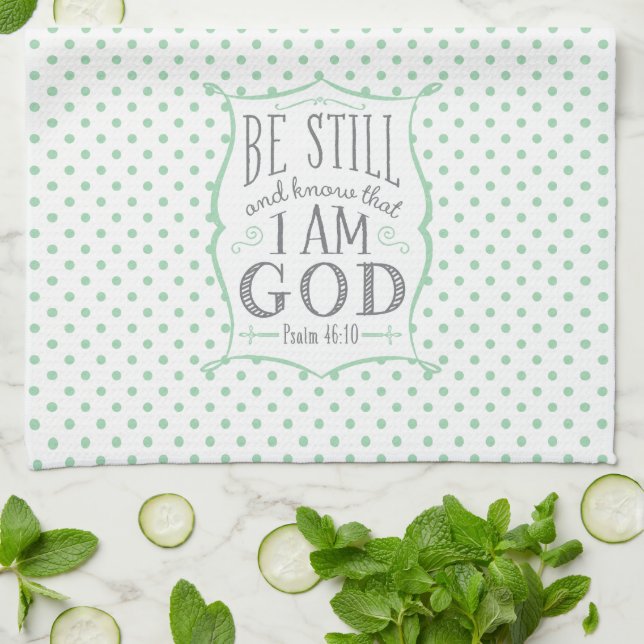Be Still Polka Dot Kitchen Towel (Folded)