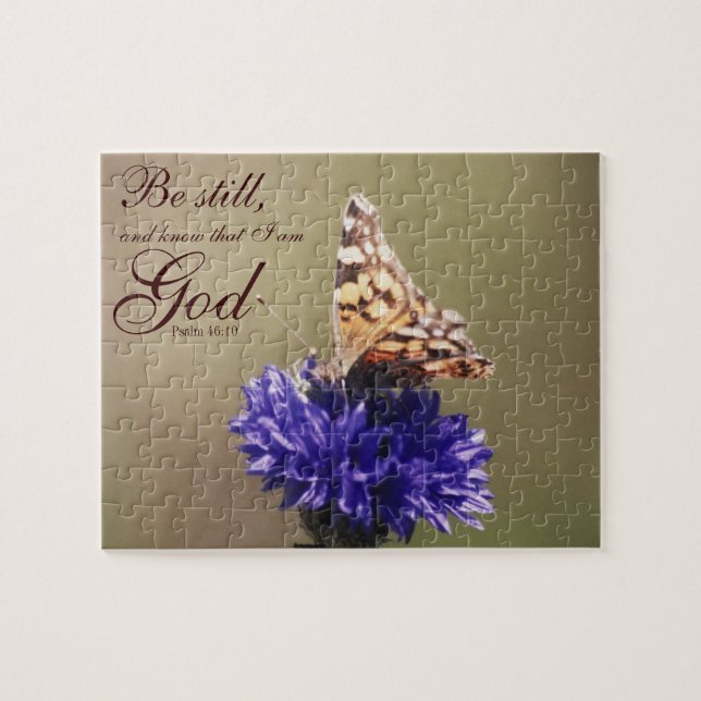 Be Still Psalm 46:10 Butterfly Flower Jigsaw Puzzle (Horizontal)