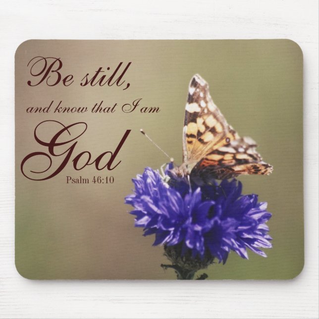 Be Still Psalm 46:10 Butterfly Flower Mouse Mat (Front)