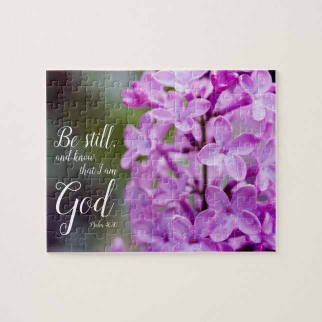 Be Still Psalm 46:10 Purple Lilac Flowers Jigsaw Puzzle (Horizontal)