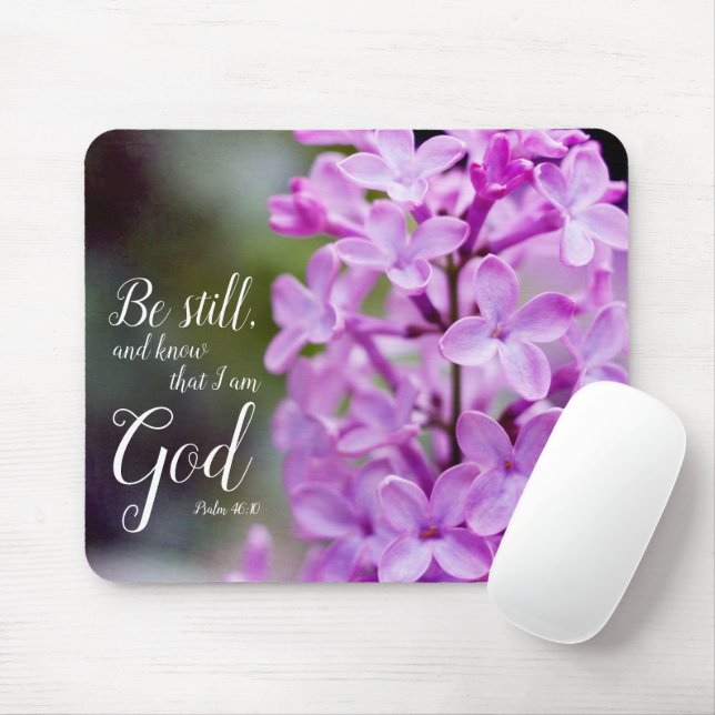Be Still Psalm 46:10 Purple Lilac Flowers Mouse Mat (With Mouse)