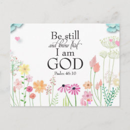 Be Still | Psalms Christian Flower Postcard