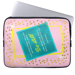 Be Still Quote Pink Green Wall art poster Laptop Sleeve