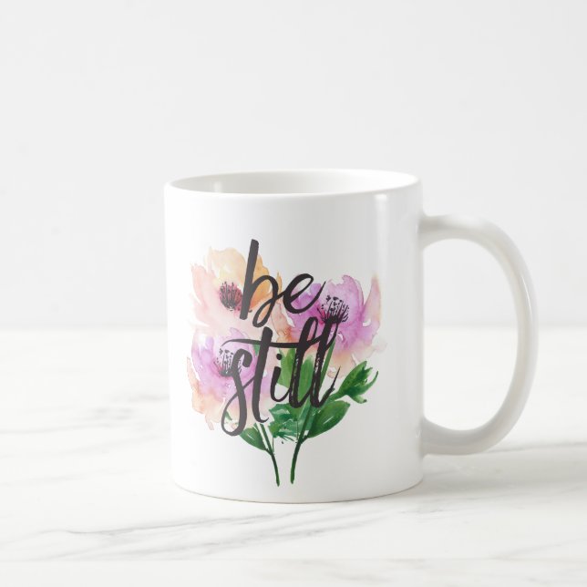 Be Still Watercolour Flowers Mug (Right)