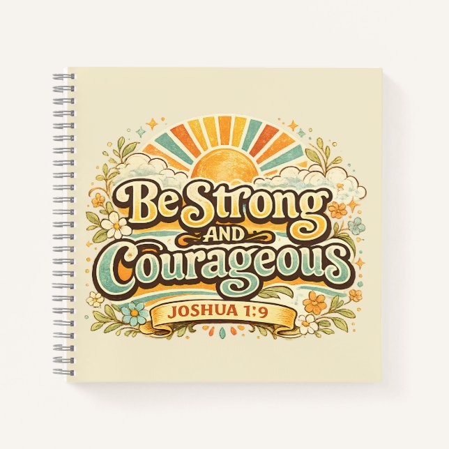 Be Strong And Courageous Bible Verse Journalling Notebook (Front)