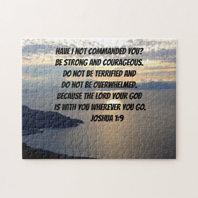 Be Strong And Courageous Joshua 1:9 Lake Sunset Jigsaw Puzzle (Horizontal)