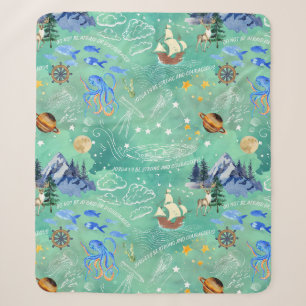Be Strong and Courageous - Seamless Pattern Print Sherpa Blanket