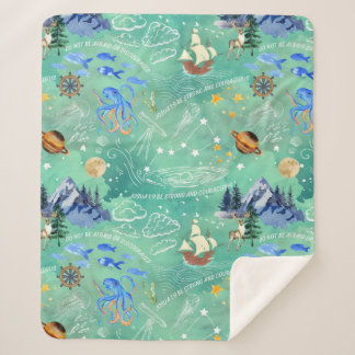 Be Strong and Courageous - Seamless Pattern Print Sherpa Blanket