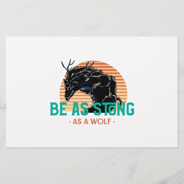 Be Strong As A Wolf Stationery (Front)