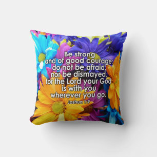 Be Strong Bible Scripture Cushion