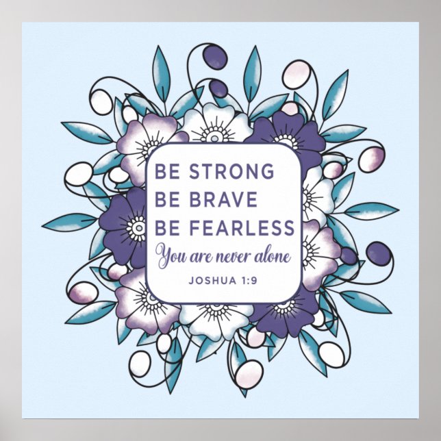 Be Strong Brave Fearless - Bible Verse Poster (Front)