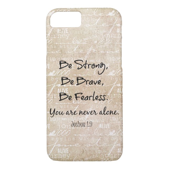 Be Strong, Brave Fearless Quote w/Bible Verse Case-Mate iPhone Case (Back)