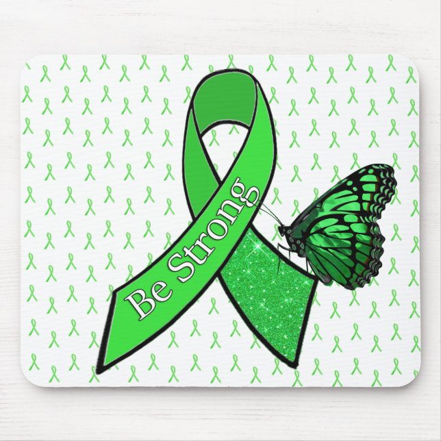 "Be Strong" Butterfly Lyme Awareness Ribbon Mouse Mat (Front)