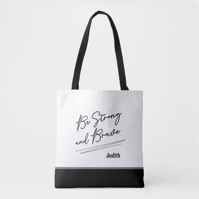 Be Strong Christian Bible Verse Scripture Tote Bag (Front)