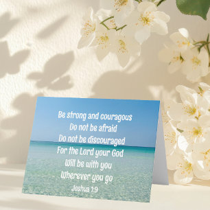 Be Strong & Courageous Beautiful Christian Beach Note Card