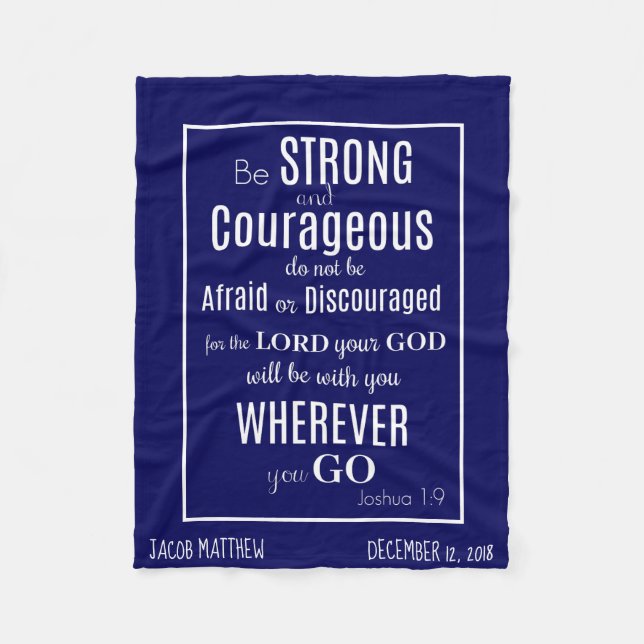 Be Strong & Courageous (Joshua) Personalised Fleece Blanket (Front)